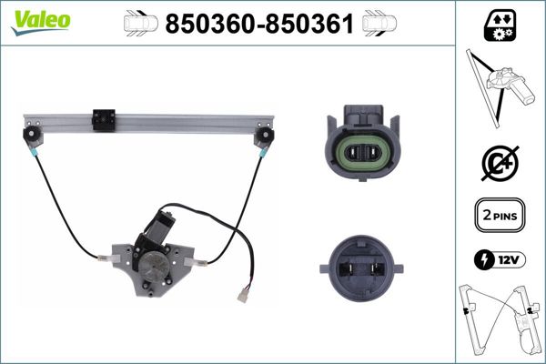 VALEO 850360 | Cam Mekanizması Ön Sol Motorlu Elektrikli-(Renault Clio II 98 -)
