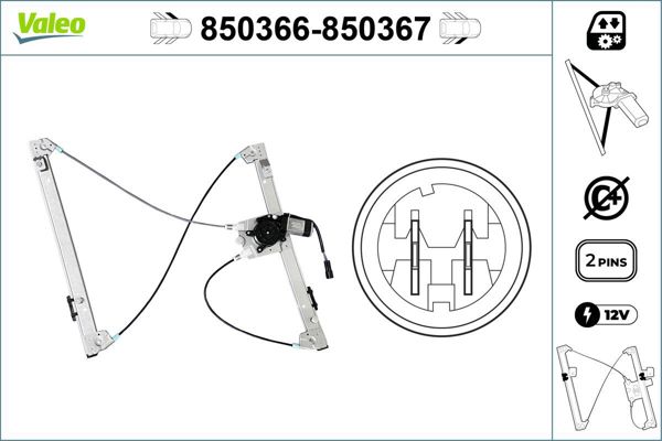 VALEO 850366 | Cam Mekanizması Ön Sol Motorlu Elektrikli-(Renault Laguna II)