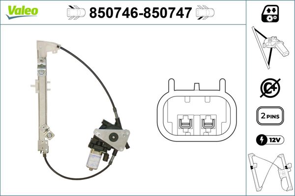 VALEO 850746 | Cam Krıkosu Arka Sol 06-08 Grande Punto + El + Mt