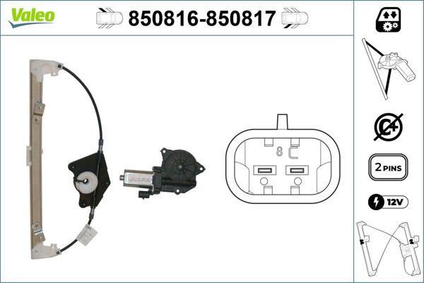 VALEO 850816 | Cam Mekanizması Arka-Sol (Alfa 159)