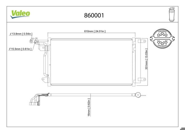 VALEO 860001 | Klima Radyatörü (VW Polo / Audi A1 / Seat Ibiza / Toledo / Skoda Fabia / Rapid)