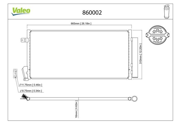 VALEO 860002 | Klima Radyatörü (Fiat Doblo 1.3 JTD-1.6 JTD-2.0Jtd 09 -)