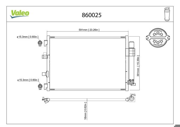 VALEO 860025 | Klima Radyatörü (Ford C-Max II / Focus Iıı 1.0 Ecoboost / 1.6 TDCI 11-/ Grand C-Max)