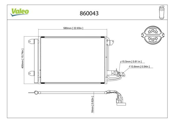 VALEO 860043 | Klima Radyatörü (Audi A3 / Seat Leon / Skoda Octavia / VW Caddy / Golf / Jetta)