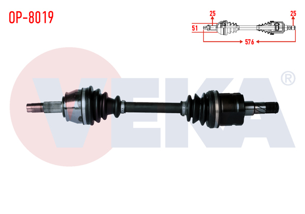 VEKA OP-8019 | Komple Aks Sol Ön Opel Corsa D 1.3 CDTI (Dth) Uzunluk 576mm 2006-2014