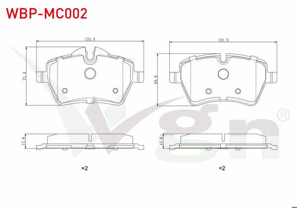 WGN WBP-MC002 | Fren Balata Ön Mini Mını (R56) Cooper 1.6İ 2006-2013