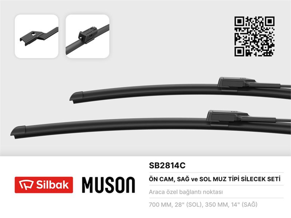 SİLBAK SB2814C | On Silecek Süpürgesi (700-350 mm) Ford Fiesta VIII [17], [Jhh] (05 / 17 >) , Ford Puma [J2k, Cf7] (09 / 19 >) , Renault Captur [Hf] (07 / 19 >) , (Takım)
