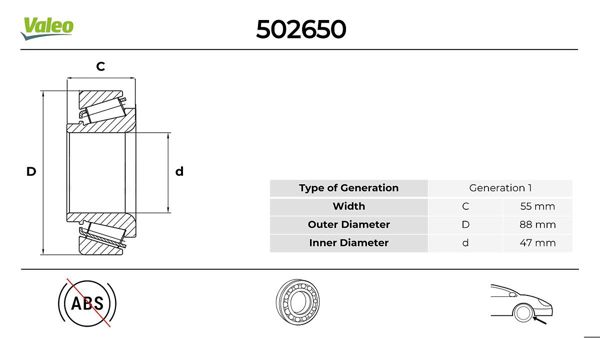 VALEO 502650 | On Tekerlek Rulmanı
