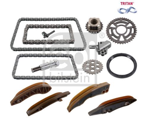 FEBI BILSTEIN 180427 | Eksantrik Zincir Trıtan Seti Alt Üst Komple 2Xgerıcı + 3Xzıncır + 4Xkızak + 2Xdıslı + Keçe + Yağ Memesi + BMW N