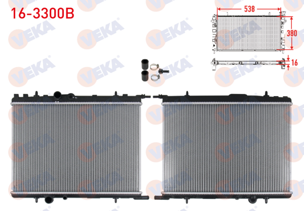 VEKA 16-3300B | Su Radyatörü Mekanik (Universal Tip) Peugeot Partner (5,5F) 1.9 D M-T 1996-2008