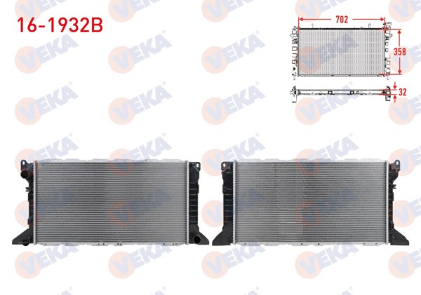 VEKA 16-1932B | Su Radyatörü Brazing Ford Transit (T15) 2.5 TD M-T Ac-(Uzun Tip) 1994-2000