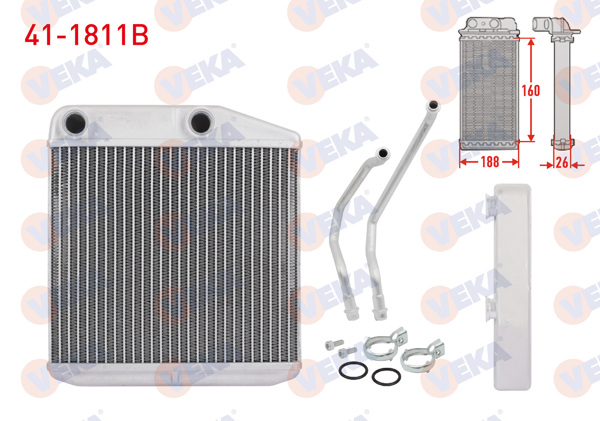 VEKA 41-1811B | Kalorifer Radyatörü Brazing Borulu Fiat Linea (323) 1.3 Mjt 2007 -