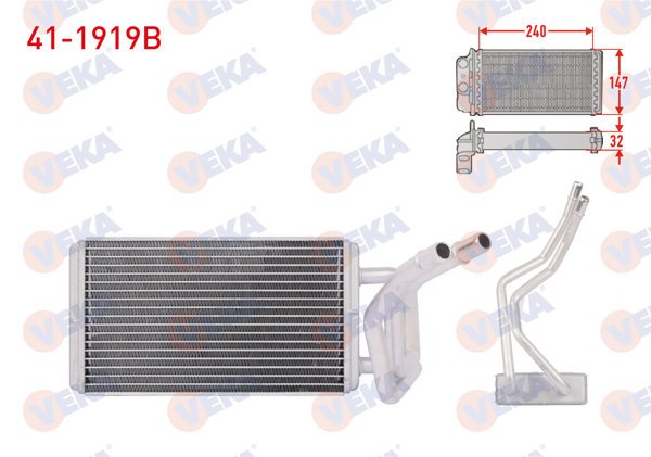 VEKA 41-1919B | Kalorifer Radyatörü Brazing (Klimalı) Ford Transit (V184, V347) 2001-2013 / Mondeo 1992-2007