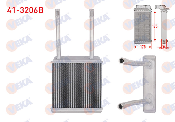 VEKA 41-3206B | Kalorifer Radyatörü Brazing Borulu Opel Vectra A 1.4 1988-1995