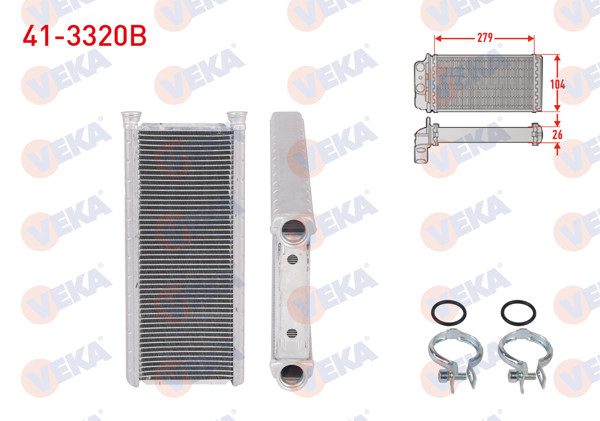 VEKA 41-3320B | Kalorifer Radyatörü Brazing (4mm Fin) Berlingo 1.6 Bluehdı-1.2 Puretech 2018-/ C4 Picasso II 1.6 HDI 2013-/ Jumpy 1.6 Bluehdı-1.6 HDI 2016-/ Partner-3008 1.5 Bluehdı 2018-/ Rifter (K9) 1.5 HDI 2019 -