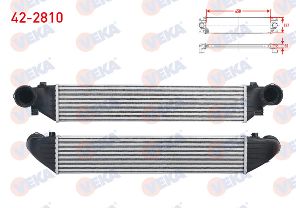 VEKA 42-2810 | Turbo Radyatörü (Intercooler) Mercedes C Serisi (W203) C180-C200-C200 CDI-C220 CDI-C230-C270 CDI 2000-2006 / CLK (C209) 200-270 CDI 2002-2009 / Slk (R171) 200 2004-2011