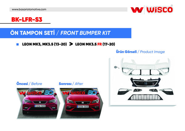 WISCO BK-LFR-S3 | Tampon Seti On Sensorsuz Far Yıkamasız Sis Farlı Seat Leon Fr 17-20