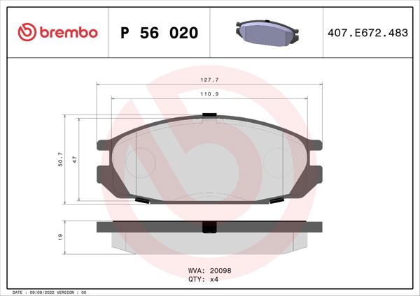 BREMBO P56020 | Fren Balatası Arka Low-Met Ford