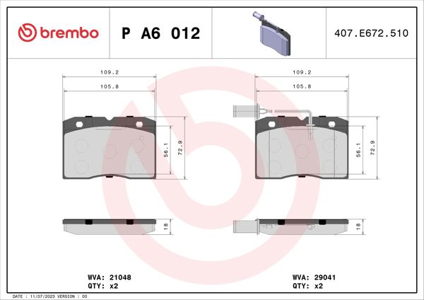 BREMBO PA6012 | Fren Balatası Ön Low-Met Alfa Romeo