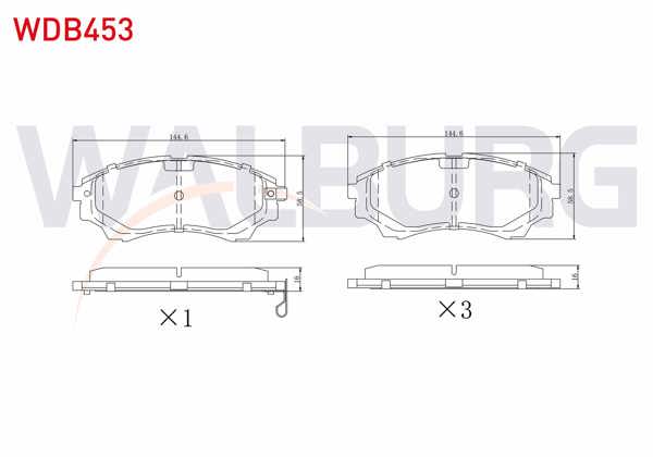 WALBURG WDB453 | Fren Balata Ön Ikazlı Ford Ranger 2.5 TDCI 4X4 2002-2006 / Ranger 2.2 TDCI 2002-2006 / Ranger 3.0 TDCI 2002-2006 / Ranger 3.2 TDCI 2002-2006 / Mazda B Serisi (Un) 2.5 D 1998-2006