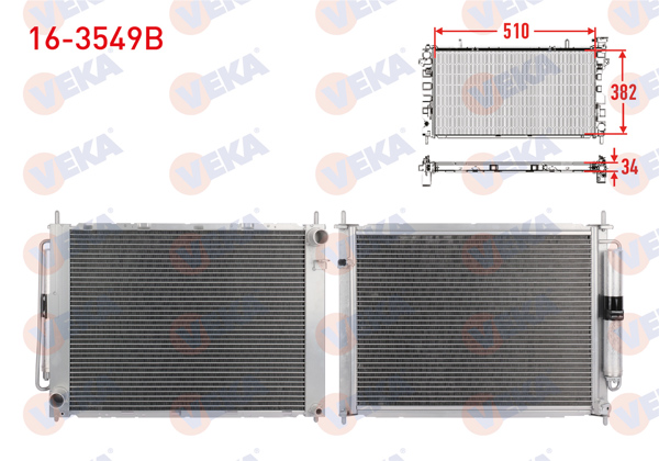 VEKA 16-3549B | Su Radyatörü Brazing + Klima Radyatör Tuplu Renault Clio III (Br0 / 1,Cr0 / 1) 1.4İ 16V M-T Ac + 2005-2012