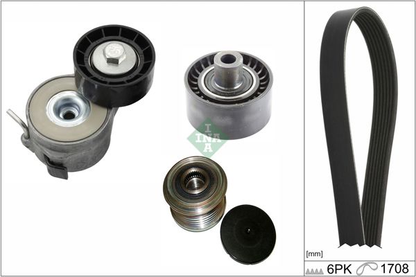 INA 529004622 | V Kayış Kit 6Pk1708 Gergi Ve Avare Rulmanı Altarnator Kasnağı Peugeot 307 9Hv 9H