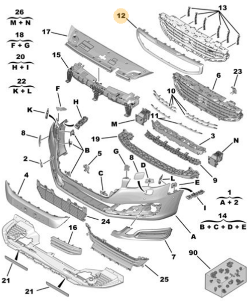 PSA 98078737VD | Ön Izgara Nikelaj 508 Yeni