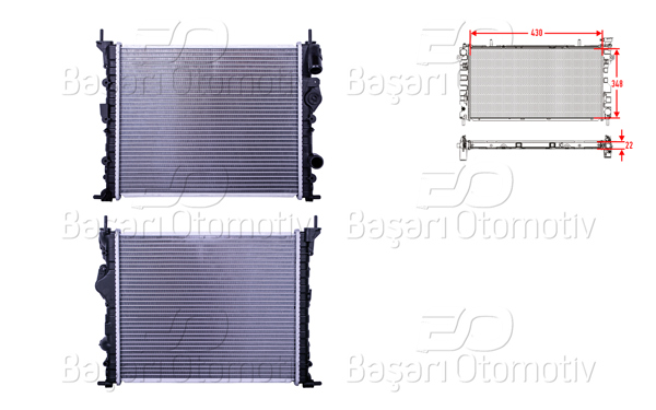 WISCO 3113048-00 | Su Radyatörü Brazing Mt-At 430X348x22 Renault Megane. Clio 95-02