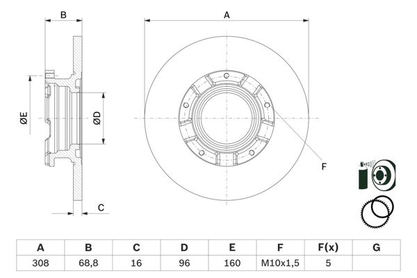 BOSCH 0986479F62 | Disk Arka (Ad) 12-Transit.Custom 2.2Tdci | 2 Adet
