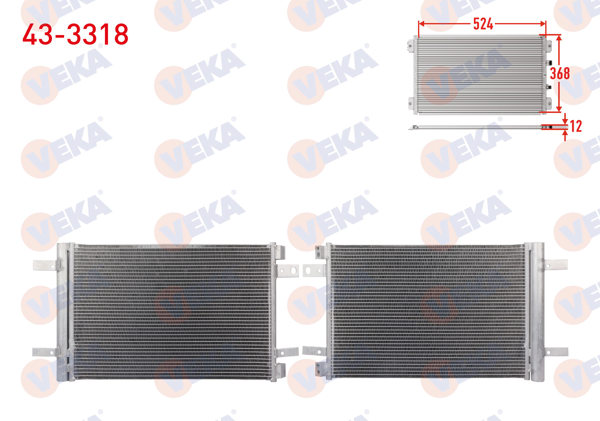 VEKA 43-3318 | Klima Radyatörü Peugeot 308 II 1.6 HDI 2014-/ 3008 1.6 Bluehdı 2016-/ 5008 1.6 HDI 2014-/ C4 Picasso II 1.6 HDI 2013-/ Berlingo 1.5 Bluehdı 2018-/ Opel Combo 1.5 CDTI 2019 -