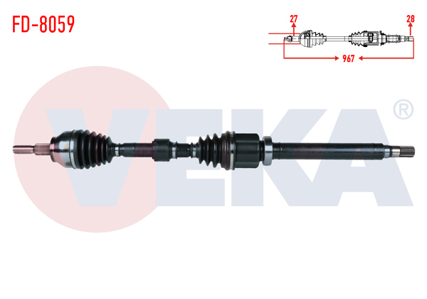 VEKA FD-8059 | Komple Aks Sağ On Ford Focus 1.6 TDCI A-T Uzunluk 967mm 2015 -