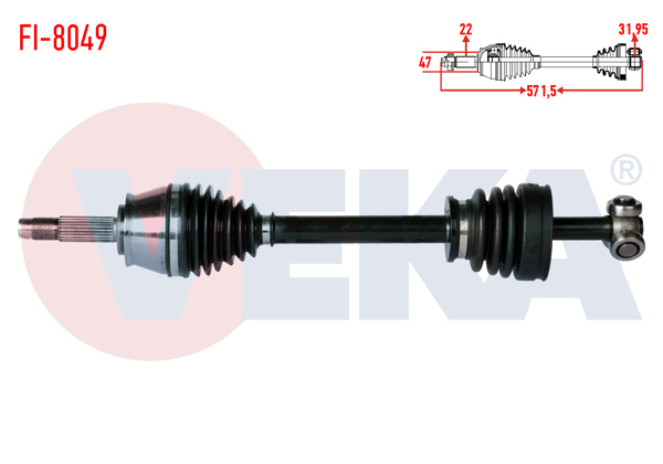 VEKA FI-8049 | Komple Aks Sol Ön Fiat Palio 1.2İ 16V C513-C514 Şanzıman Uzunluk 571,5 mm 1996-1999