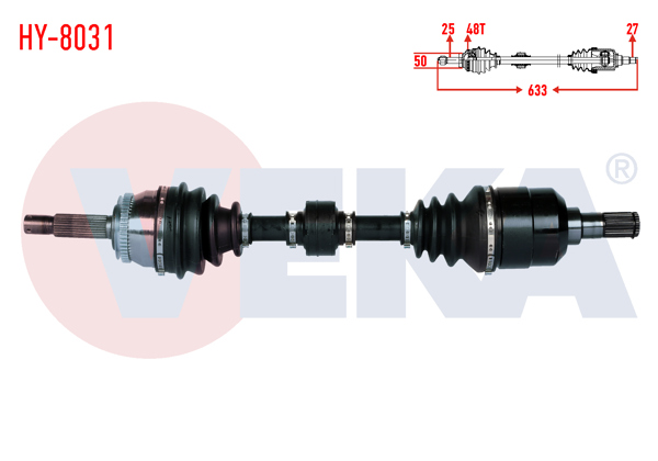 VEKA HY-8031 | Komple Aks Sol Ön Hyundai Accent Era 1.5 CRDI ABS li 48 Dıs Uzunluk 633mm 2006-2012 / Kia Rio II (Jb) 1.5 CRDI 2005-2011