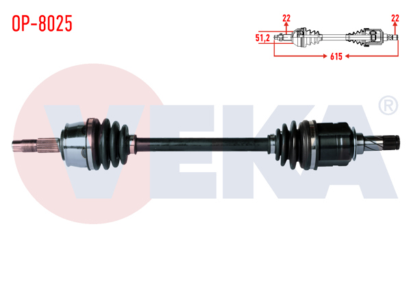 VEKA OP-8025 | Komple Aks Sol Ön Opel Corsa D 1.2 M-T Uzunluk 615mm 2006-2014