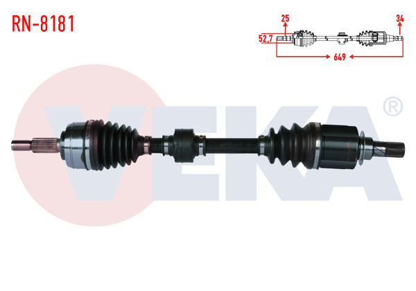 VEKA RN-8181 | Komple Aks Sol Ön Uzunluk 694mm Renault Megane IV (Bva6) 1.5 DCI (Euro 6) 6 A-T (Snz-Dc4) 2016 -
