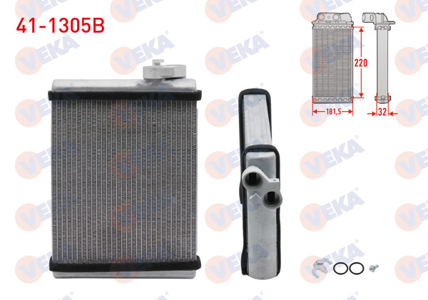VEKA 41-1305B | Kalorifer Radyatörü Brazing Audi A4 2008-2016 / A5 2008-2017 / Q5 2009-2017 / 1.8 TFSI, 2.0 TFSI, 2.0 TDI
