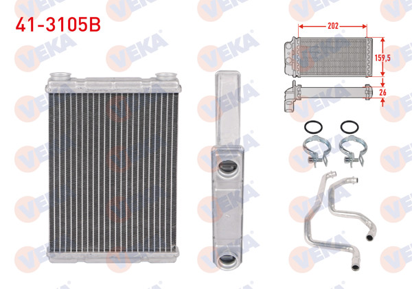 VEKA 41-3105B | Kalorifer Radyatörü Brazing (5.5mm Fin) Nissan Juke 1.5 DCI-1.6 Dıg-T-1.6 2010 -