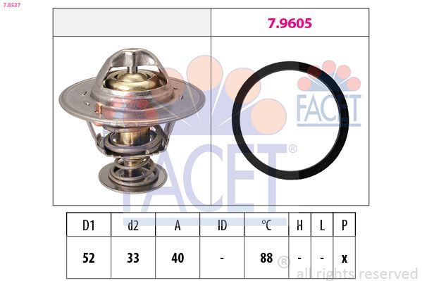 FACET 7.8537 | Termostat 88 °C (Contalı) Defender 90 > 98 Discovery 1 89 > 98 Discovery 2 98 > 04 2.5 TDI Td5
