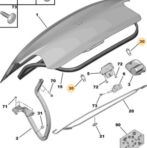 PSA 1623123680 | Arka Bagaj Kapağı Dayanağı-C4 X (C43)-C-Elysee