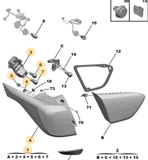 MOPAR (PSA) 39137522 | CROSSLAND (G1MO) AİLE İÇİN HATCH BACK 1.2 PureTech Stop Dış Sağ ORJİNAL