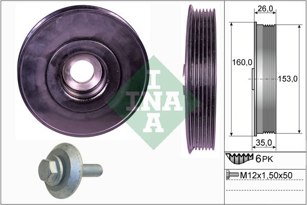 INA 544007920 | Krank Kasnağı Fiesta / Fusion / Focus / C-Max 206 / C2 / C3 / 307 / Bipper 1.4 / 1.6 TDCI 02 -