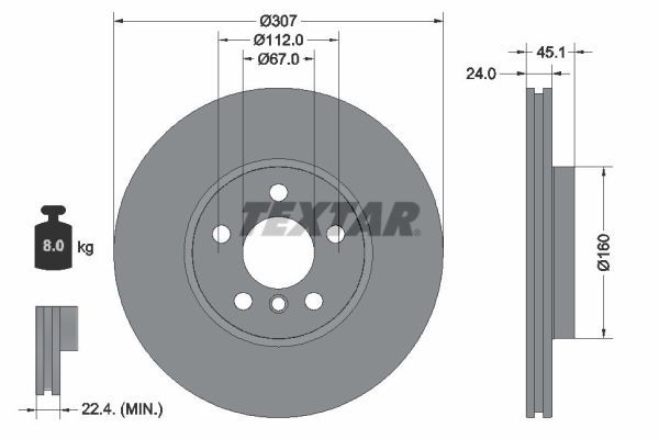 TEXTAR 92347205 | Fren Diski F-70 / 74 U-10 / 11 / 12 Ön | 2 Adet