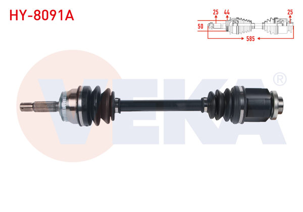 VEKA HY-8091A | Komple Aks Sağ On ABS li 44 Dıs Uzunluk 585mm Hyundai Matrix (Fc) 1.5 CRDI A-T / M-T 2001-2010