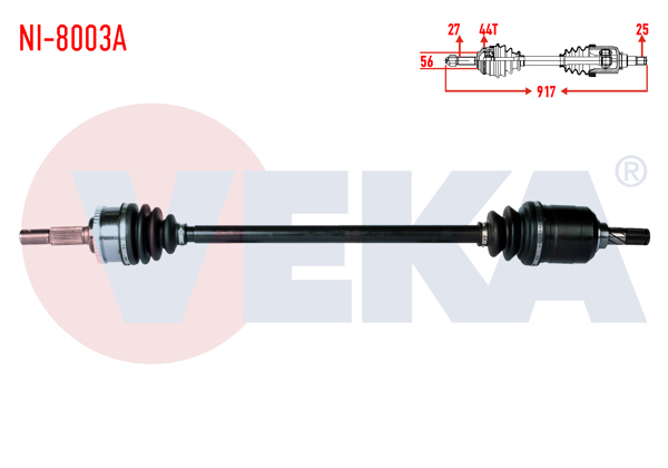 VEKA NI-8003A | Komple Aks Sağ On Nissan Primera (P11) 1.8İ 16V ABS li 44 Dıs Uzunluk 917mm 1996-2001