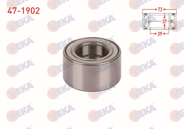 VEKA 47-1902 | On Tekerlek Rulmanı Sol-Sağ ABS Okuyuculu 39X72x37 Transit Courıer 1.5-1.6 TDCI 2014-/ Fiesta VI 1.25İ-1.4İ-1.4 TDCI-1.6 TDCI 2008-2012 / Fiesta VI 1.0 Ecoboost 2013-/ Mazda 2 1.5İ 2007-2015