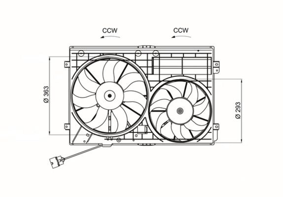 MAHLE CFF 662 000S | Fan Davlumbazı Komple Motorlu-Hava Gırıslı 680×460 (VW Caddy 04-Golf 04-14 Passat 06 -) Bkd-Azv-Bwa