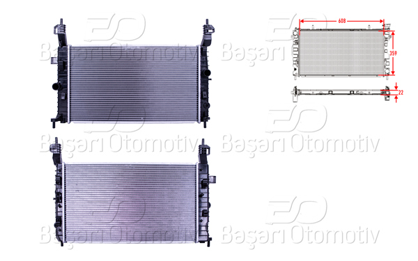 WISCO 2113305-00 | Su Radyatörü Brazing Mt-At 608X359x22 Opel Meriva 1.4 1.6 03 >