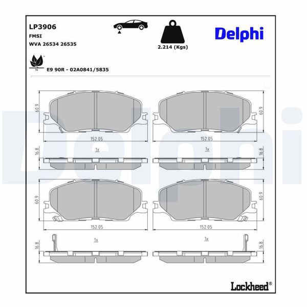 DELPHI LP3906 | Fren Balatası Ön Isuzu D-Max 11 / 2019 >