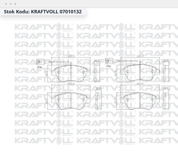 KRAFTVOLL 07010132 | Ön Fren Balatası Nemo Bipper Fiorino Tepee 1,3Hdı 75 10 -