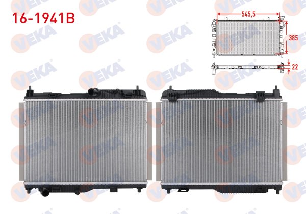 VEKA 16-1941B | Su Radyatörü Brazing (5.5mm Fin) Ford Tourneo Courıer 1.5 TDCI M-T 2018-/ Fiesta VII 1.1 Ti-Vct-1.5 TDCI M-T 2017-/ Ecosport 1.0 Ecoboost M-T 2018 -